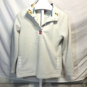 joules sherpa fleece white floral jacket medium